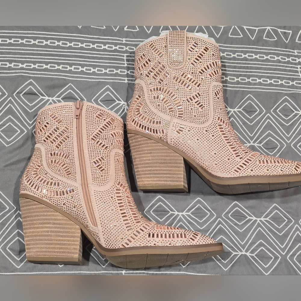 Very G Maze Rose Gold Rhinestone Boots Size 9.5 - Picture 3 of 7